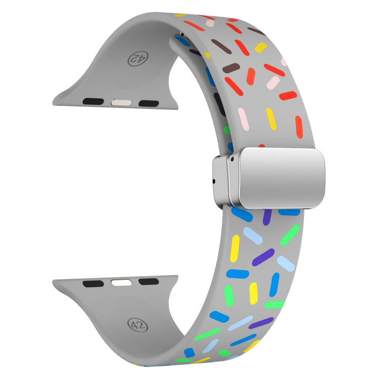 For Apple Watch 2 38mm Rainbow Dots Silicone Magnetic Buckle Watch Band(Gray) - Watch Bands by PMC TechLife | Online Shopping South Africa | PMC TechLife