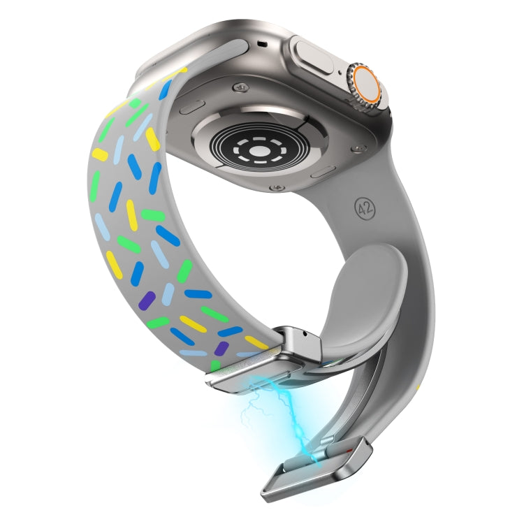 For Apple Watch 2 38mm Rainbow Dots Silicone Magnetic Buckle Watch Band(Gray) - Watch Bands by PMC TechLife | Online Shopping South Africa | PMC TechLife