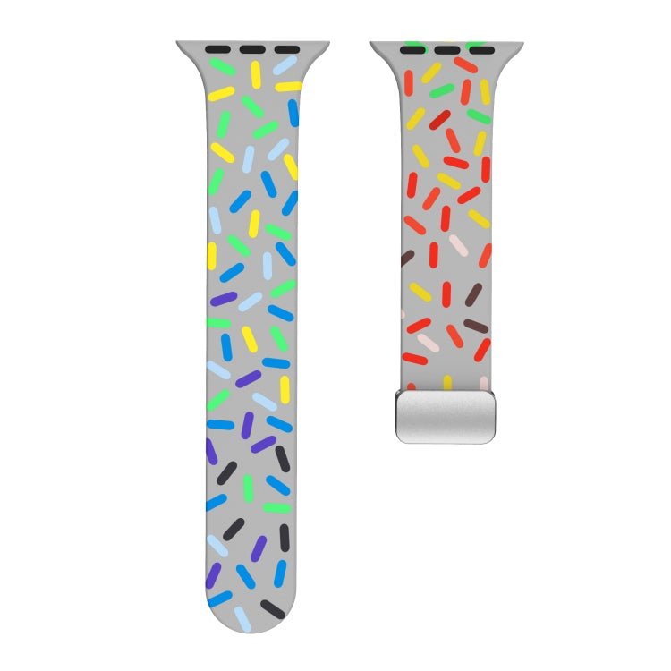 For Apple Watch 2 38mm Rainbow Dots Silicone Magnetic Buckle Watch Band(Gray) - Watch Bands by PMC TechLife | Online Shopping South Africa | PMC TechLife