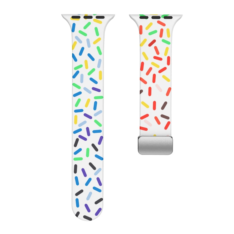For Apple Watch 42mm Rainbow Dots Silicone Magnetic Buckle Watch Band(White) - Watch Bands by PMC TechLife | Online Shopping South Africa | PMC TechLife | Buy Now Pay Later Mobicred