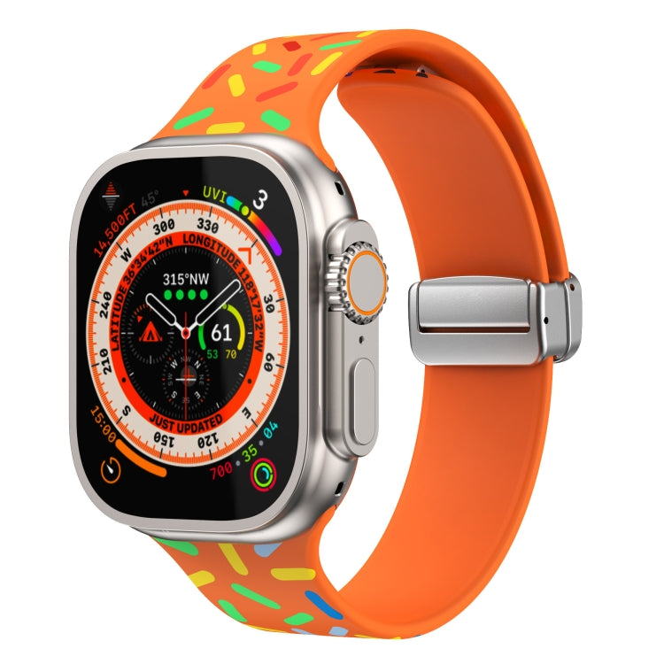 For Apple Watch 38mm Rainbow Dots Silicone Magnetic Buckle Watch Band(Orange) - Watch Bands by PMC TechLife | Online Shopping South Africa | PMC TechLife | Buy Now Pay Later Mobicred