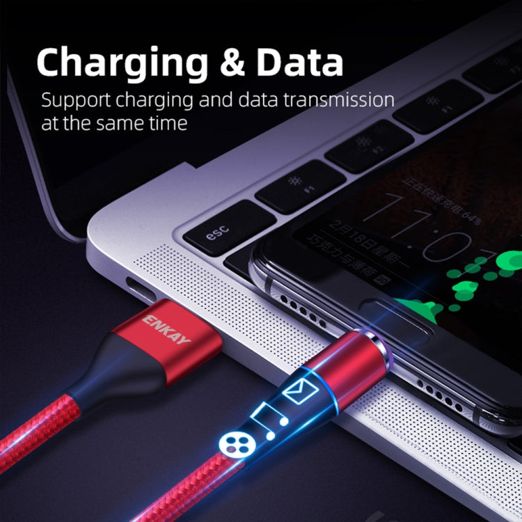 ENKAY 2 in 1 5A USB to Type-C + 8 Pin Magnetic Fast Charging Data Cable with LED Light, Length: 1m(Black) - free shipping - PMC Jewellery - Order now!