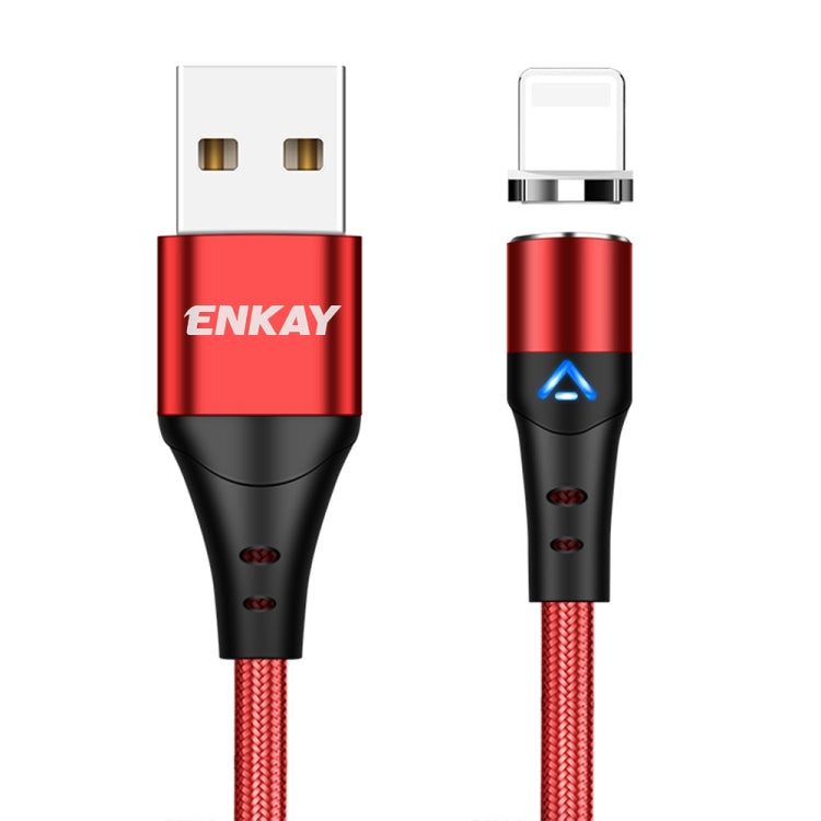 ENKAY 3A USB to 8 Pin Magnetic Fast Charging Data Cable with LED Light, Length:2m(Red) - Charging Cable & Head by ENKAY | Online Shopping South Africa | PMC TechLife