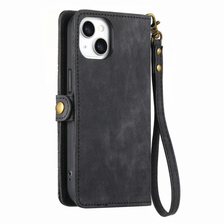 For iPhone 12 Pro Max Geometric Zipper Wallet Side Buckle Leather Phone Case(Black) - free shipping - PMC TechLife - Order now!