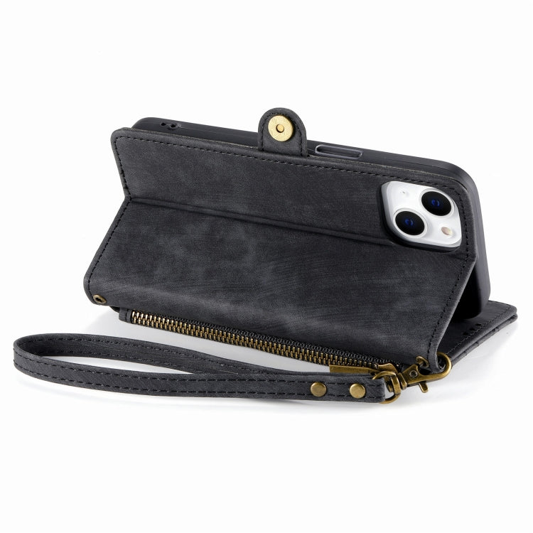 For iPhone X / XS Geometric Zipper Wallet Side Buckle Leather Phone Case(Black) - free shipping - PMC TechLife - Order now!