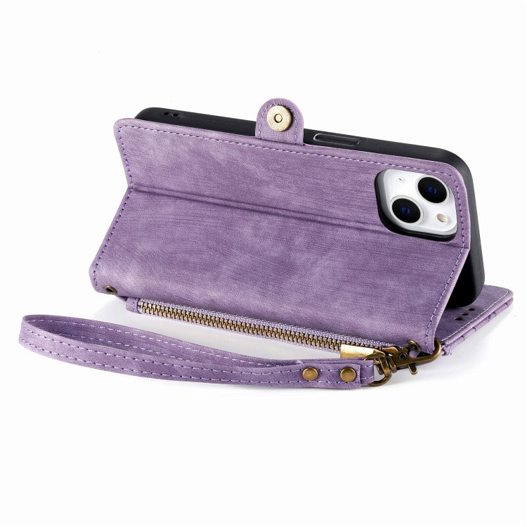 For iPhone X / XS Geometric Zipper Wallet Side Buckle Leather Phone Case(Purple) - free shipping - PMC TechLife - Order now!