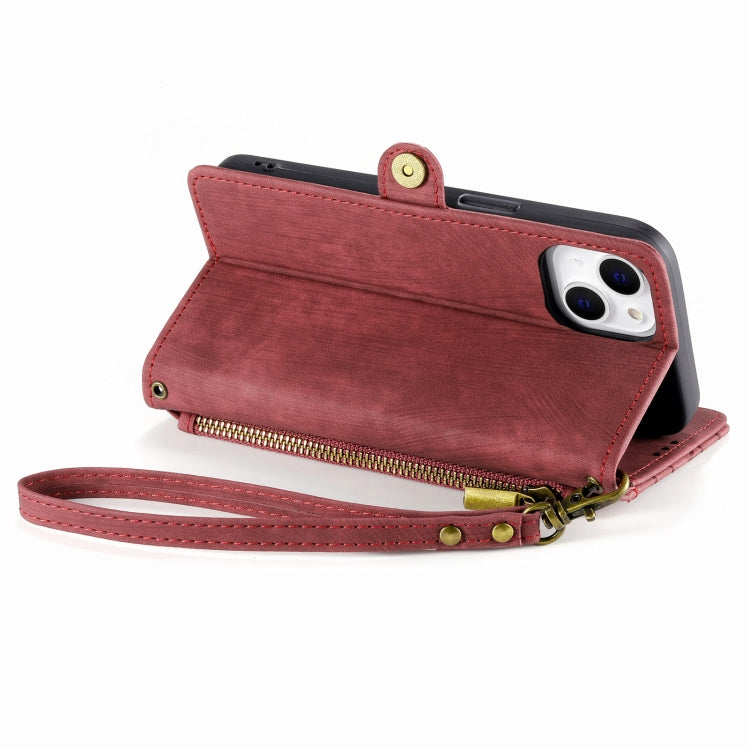 For iPhone 7 / 8 / SE 2022 Geometric Zipper Wallet Side Buckle Leather Phone Case(Red) - free shipping - PMC TechLife - Order now!