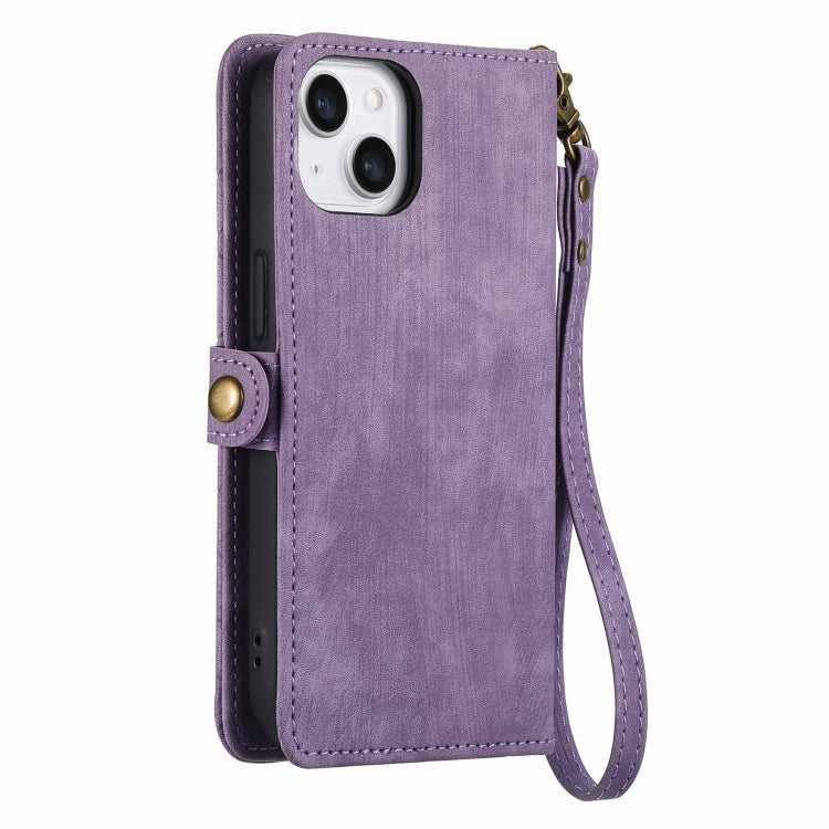 For iPhone 6 / 6s Geometric Zipper Wallet Side Buckle Leather Phone Case(Purple) - free shipping - PMC TechLife - Order now!