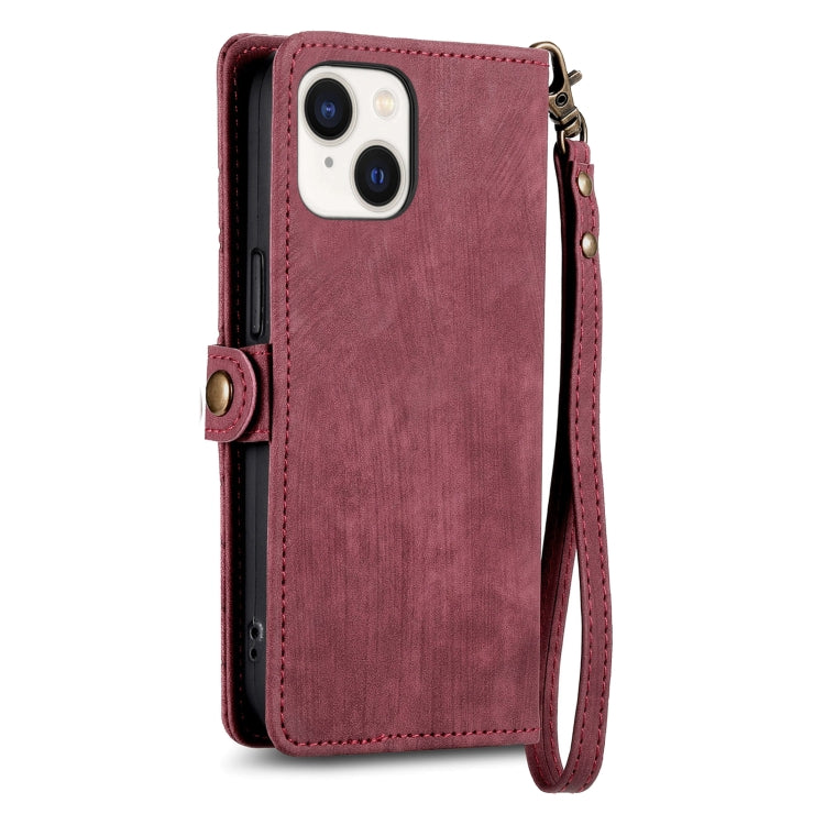For iPhone 15 Pro Max Geometric Zipper Wallet Side Buckle Leather Phone Case(Red) - free shipping - PMC TechLife - Order now!