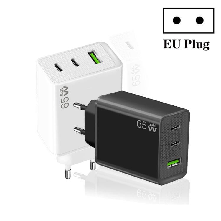 GaN PD65W Type-C x 2 + USB3.0 Laptop Adapter ,EU Plug(Black) - free shipping - PMC Jewellery - Order now!