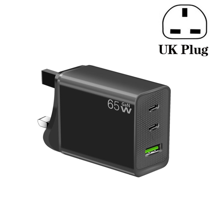 GaN PD65W Type-C x 2 + USB3.0 Laptop Adapter ,EU Plug(Black) - free shipping - PMC Jewellery - Order now!