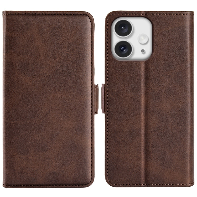 For iPhone 16 Pro Dual-side Magnetic Buckle Horizontal Flip Leather Phone Case(Brown) - iPhone 16 Pro Cases by PMC TechLife | Online Shopping South Africa | PMC TechLife | Buy Now Pay Later Mobicred