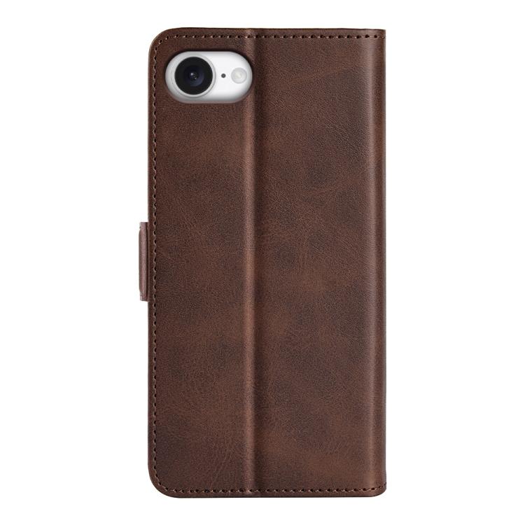 For iPhone 16e Dual-side Magnetic Buckle Horizontal Flip Leather Phone Case(Brown) - iPhone 16e Cases by PMC TechLife | Online Shopping South Africa | PMC TechLife | Buy Now Pay Later Mobicred