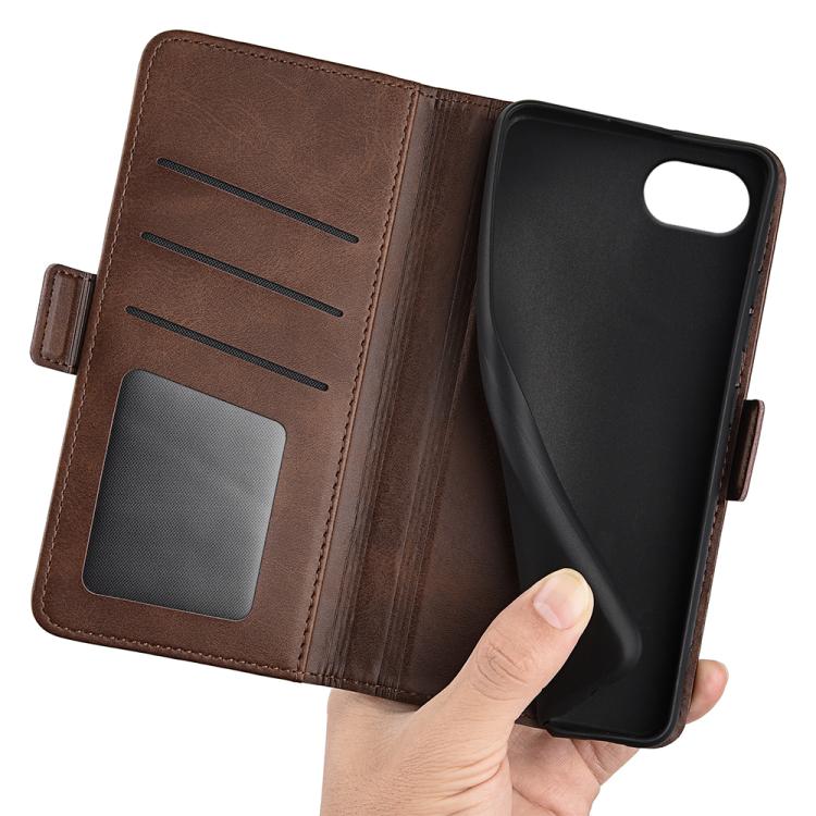 For iPhone 16e Dual-side Magnetic Buckle Horizontal Flip Leather Phone Case(Brown) - iPhone 16e Cases by PMC TechLife | Online Shopping South Africa | PMC TechLife | Buy Now Pay Later Mobicred