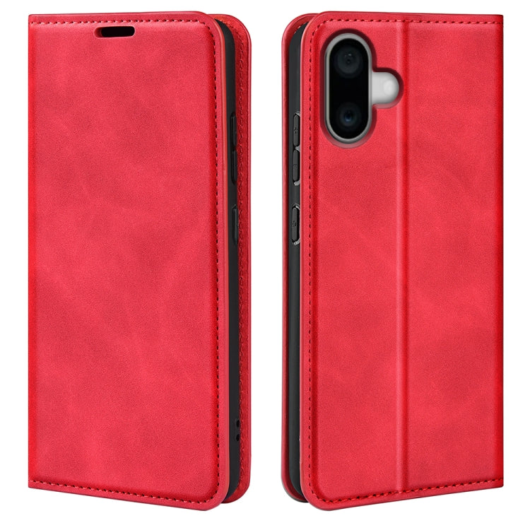 For iPhone 16 Retro-skin  Magnetic Suction Leather Phone Case(Red) - iPhone 16 Cases by PMC TechLife | Online Shopping South Africa | PMC TechLife | Buy Now Pay Later Mobicred