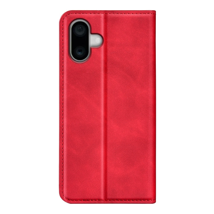 For iPhone 16 Retro-skin  Magnetic Suction Leather Phone Case(Red) - iPhone 16 Cases by PMC TechLife | Online Shopping South Africa | PMC TechLife | Buy Now Pay Later Mobicred