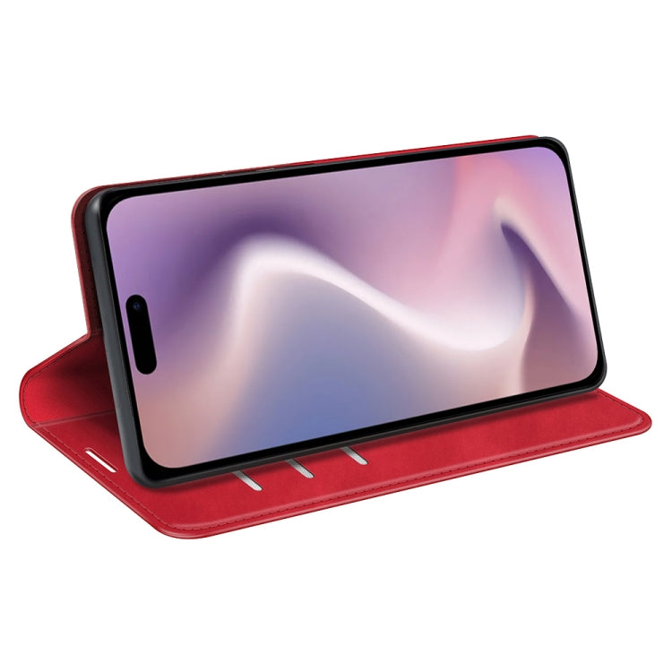 For iPhone 16 Retro-skin  Magnetic Suction Leather Phone Case(Red) - iPhone 16 Cases by PMC TechLife | Online Shopping South Africa | PMC TechLife | Buy Now Pay Later Mobicred