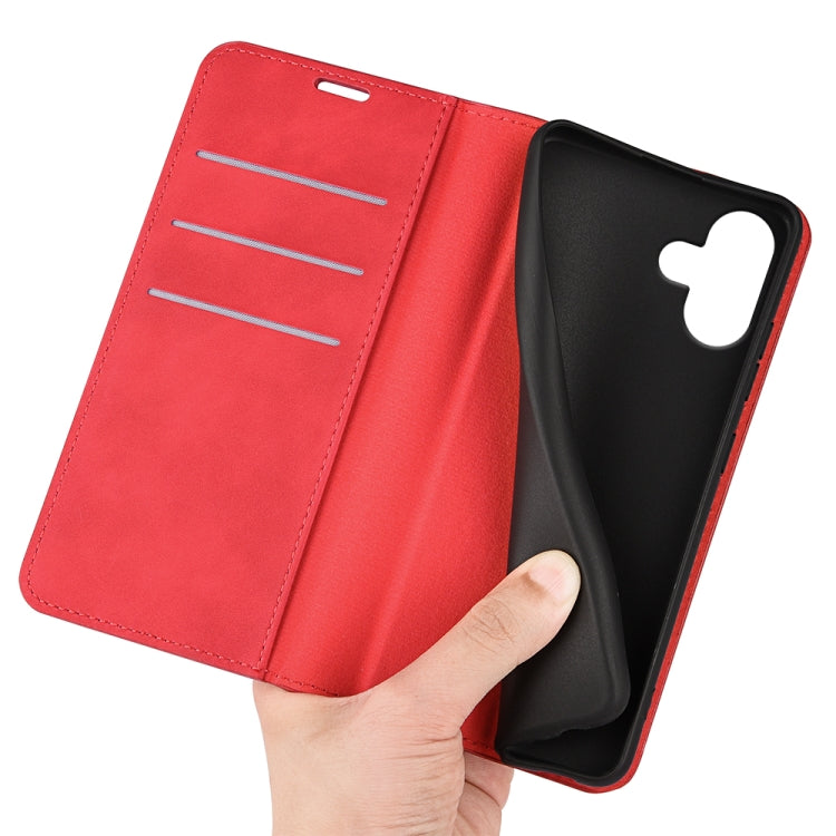 For iPhone 16 Retro-skin  Magnetic Suction Leather Phone Case(Red) - iPhone 16 Cases by PMC TechLife | Online Shopping South Africa | PMC TechLife | Buy Now Pay Later Mobicred