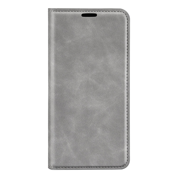 For iPhone 16 Pro Retro-skin  Magnetic Suction Leather Phone Case(Grey) - iPhone 16 Pro Cases by PMC TechLife | Online Shopping South Africa | PMC TechLife | Buy Now Pay Later Mobicred