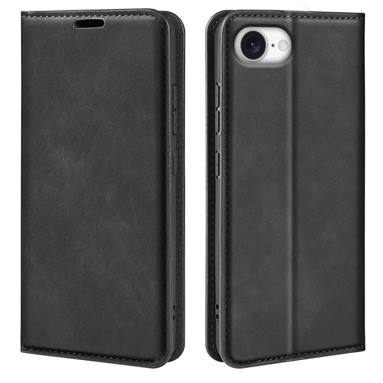 For iPhone 16e Retro-skin Magnetic Suction Leather Phone Case(Black) - iPhone 16e Cases by PMC TechLife | Online Shopping South Africa | PMC TechLife | Buy Now Pay Later Mobicred