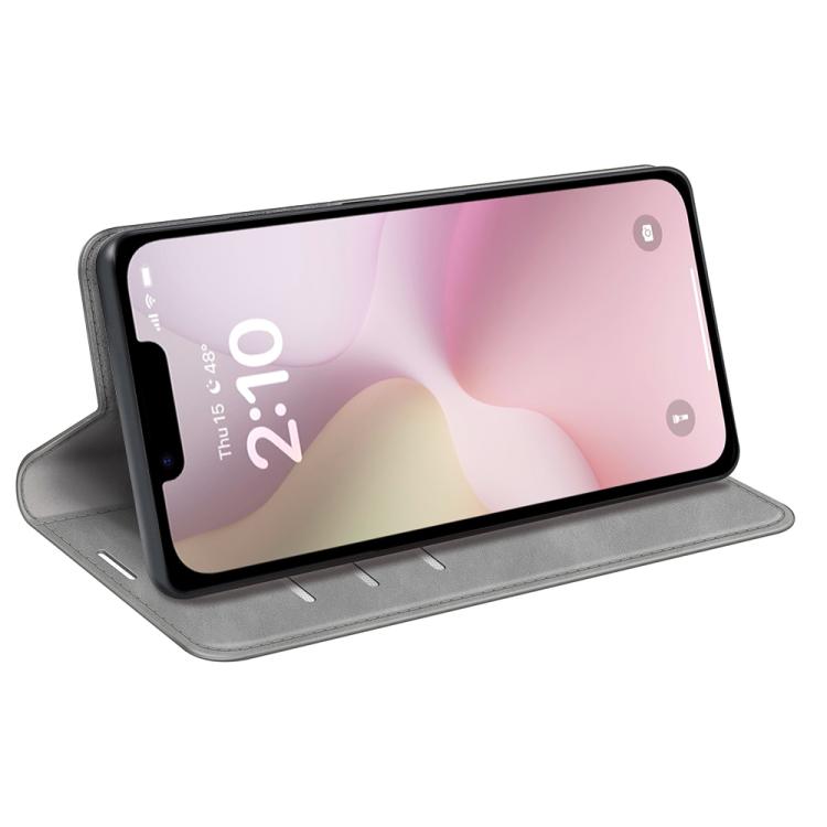 For iPhone 16e Retro-skin Magnetic Suction Leather Phone Case(Grey) - free shipping - PMC TechLife - Order now!