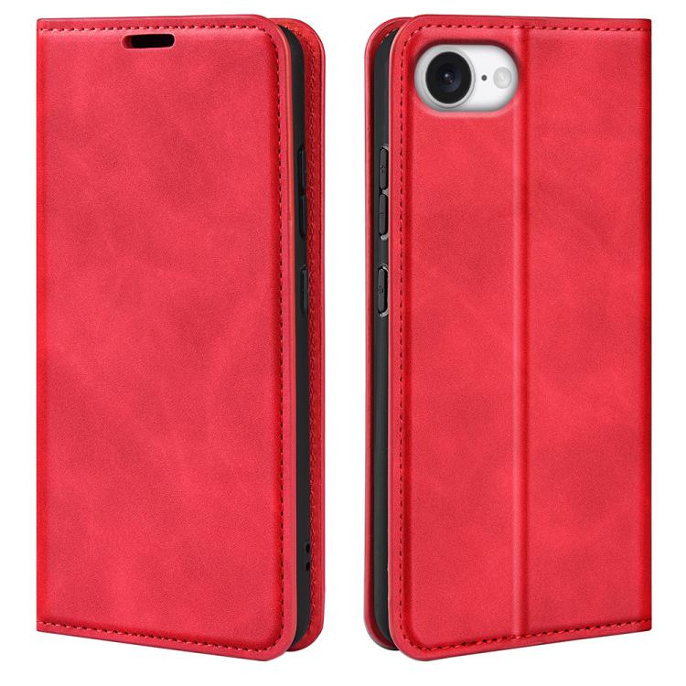 For iPhone 16e Retro-skin  Magnetic Suction Leather Phone Case(Red) - iPhone 16e Cases by PMC TechLife | Online Shopping South Africa | PMC TechLife | Buy Now Pay Later Mobicred