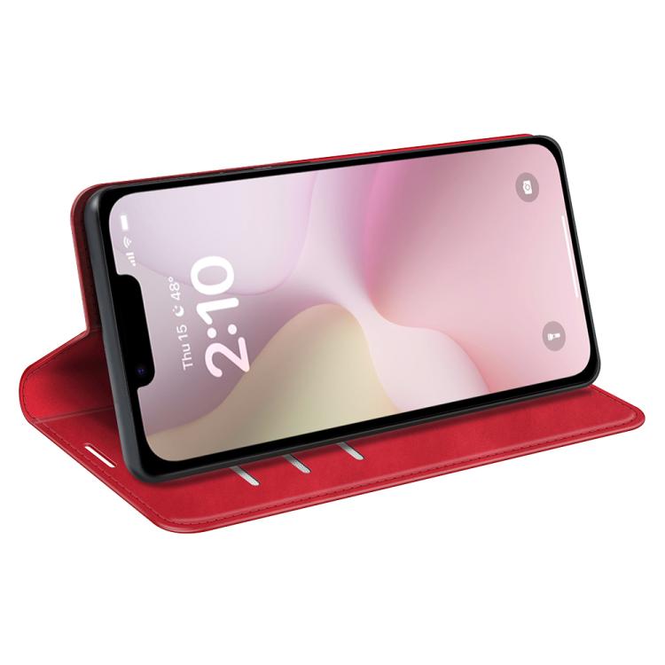 For iPhone 16e Retro-skin  Magnetic Suction Leather Phone Case(Red) - iPhone 16e Cases by PMC TechLife | Online Shopping South Africa | PMC TechLife | Buy Now Pay Later Mobicred