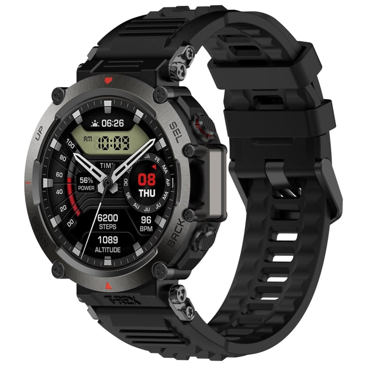 For Amazfit T-Rex Ultra Silicone Sports Watch Band(Black) - Watch Bands by PMC TechLife | Online Shopping South Africa | PMC TechLife