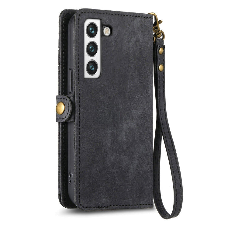 For Samsung Galaxy S23 5G Geometric Zipper Wallet Side Buckle Leather Phone Case(Black) - free shipping - PMC TechLife - Order now!