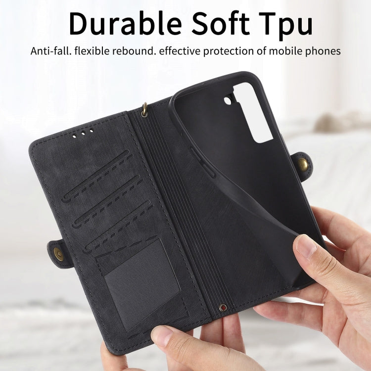 For Samsung Galaxy S23 5G Geometric Zipper Wallet Side Buckle Leather Phone Case(Black) - free shipping - PMC TechLife - Order now!