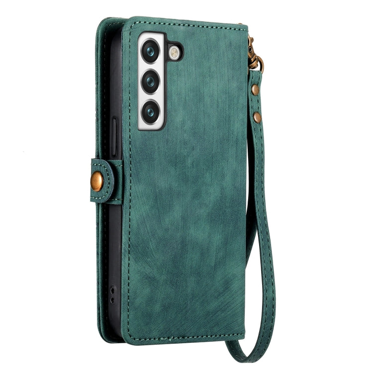 For Samsung Galaxy S22+ 5G Geometric Zipper Wallet Side Buckle Leather Phone Case(Green) - free shipping - PMC TechLife - Order now!