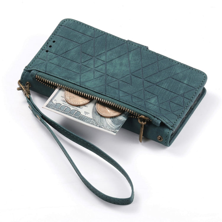 For Samsung Galaxy S21 5G Geometric Zipper Wallet Side Buckle Leather Phone Case(Green) - free shipping - PMC TechLife - Order now!
