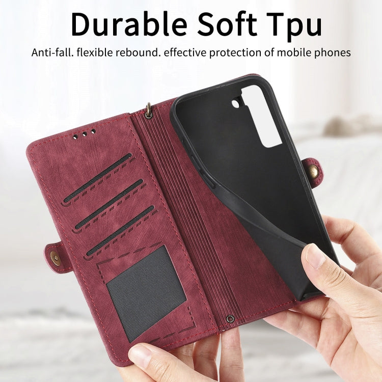 For Samsung Galaxy S21 5G Geometric Zipper Wallet Side Buckle Leather Phone Case(Red) - free shipping - PMC TechLife - Order now!