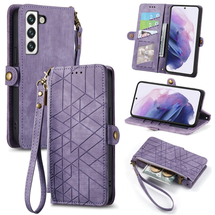 For Samsung Galaxy S20+ Geometric Zipper Wallet Side Buckle Leather Phone Case(Purple) - free shipping - PMC TechLife - Order now!