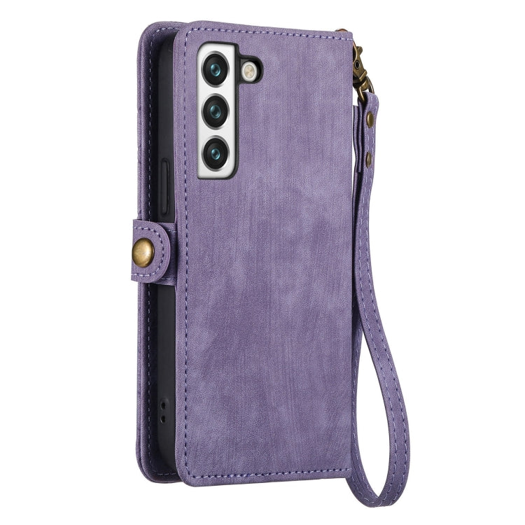 For Samsung Galaxy S20 Ultra Geometric Zipper Wallet Side Buckle Leather Phone Case(Purple) - free shipping - PMC TechLife - Order now!