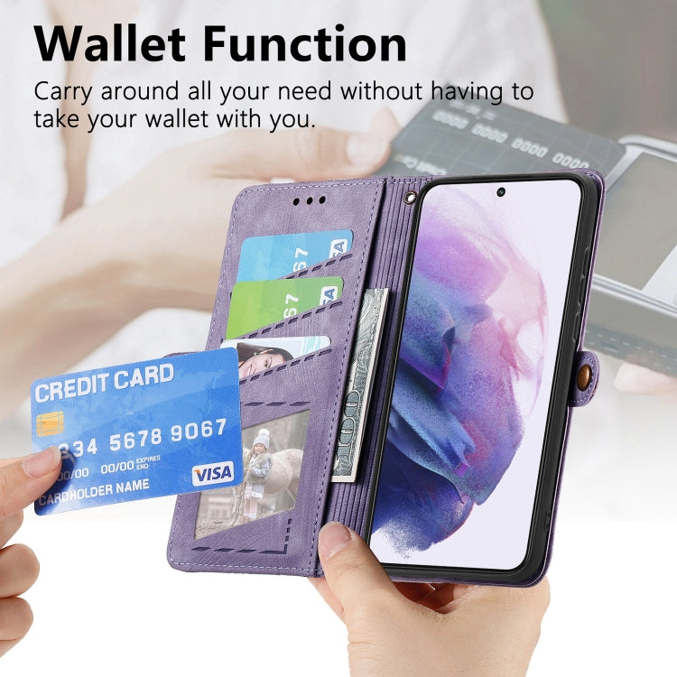 For Samsung Galaxy S20 Ultra Geometric Zipper Wallet Side Buckle Leather Phone Case(Purple) - free shipping - PMC TechLife - Order now!