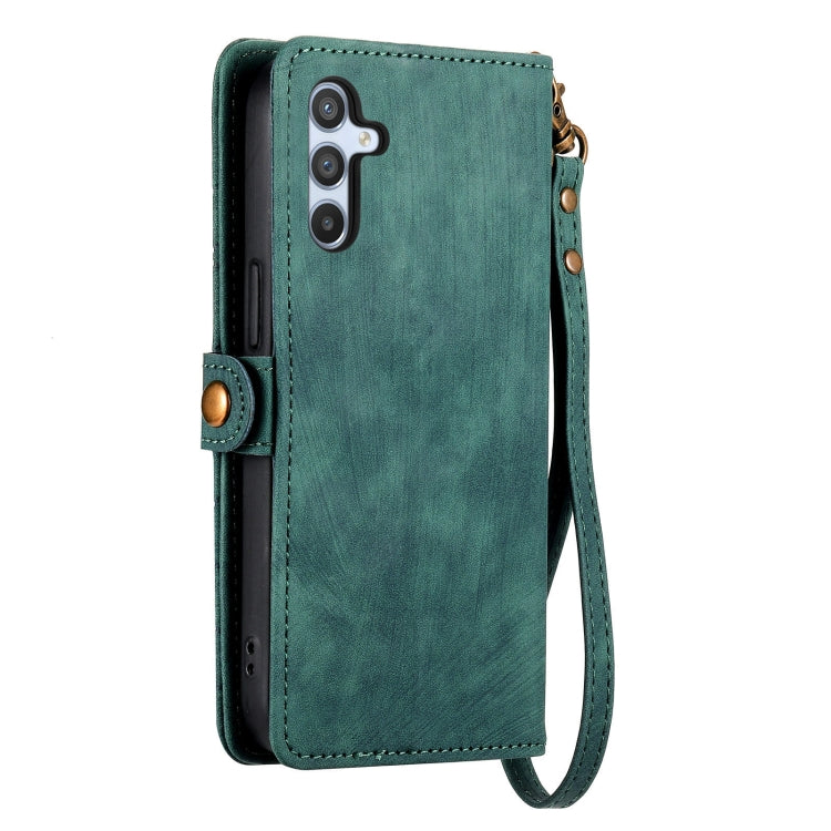 For Samsung Galaxy A21S Geometric Zipper Wallet Side Buckle Leather Phone Case(Green) - free shipping - PMC TechLife - Order now!