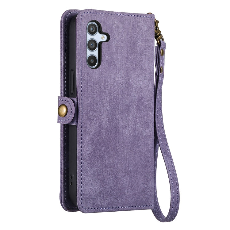 For Samsung Galaxy A21S Geometric Zipper Wallet Side Buckle Leather Phone Case(Purple) - free shipping - PMC TechLife - Order now!