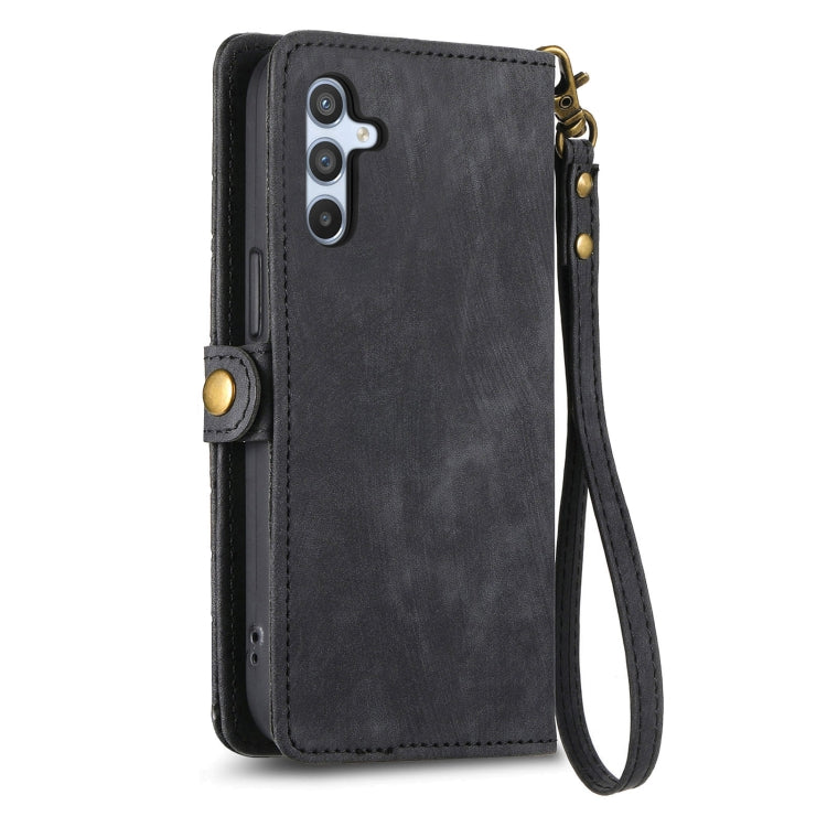 For Samsung Galaxy A42 5G Geometric Zipper Wallet Side Buckle Leather Phone Case(Black) - free shipping - PMC TechLife - Order now!
