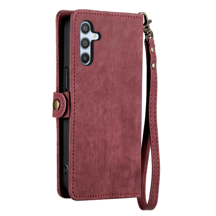 For Samsung Galaxy A24 4G Geometric Zipper Wallet Side Buckle Leather Phone Case(Red) - free shipping - PMC TechLife - Order now!