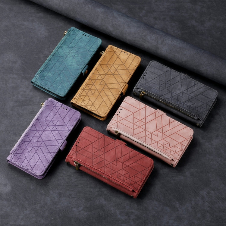 For Samsung Galaxy A11 Geometric Zipper Wallet Side Buckle Leather Phone Case(Purple) - free shipping - PMC TechLife - Order now!