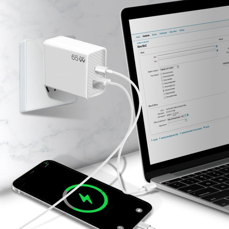 GaN PD48W Type-C PD3.0 + USB3.0 Fast Charger ，US Plug(White) - free shipping - PMC Jewellery - Order now!