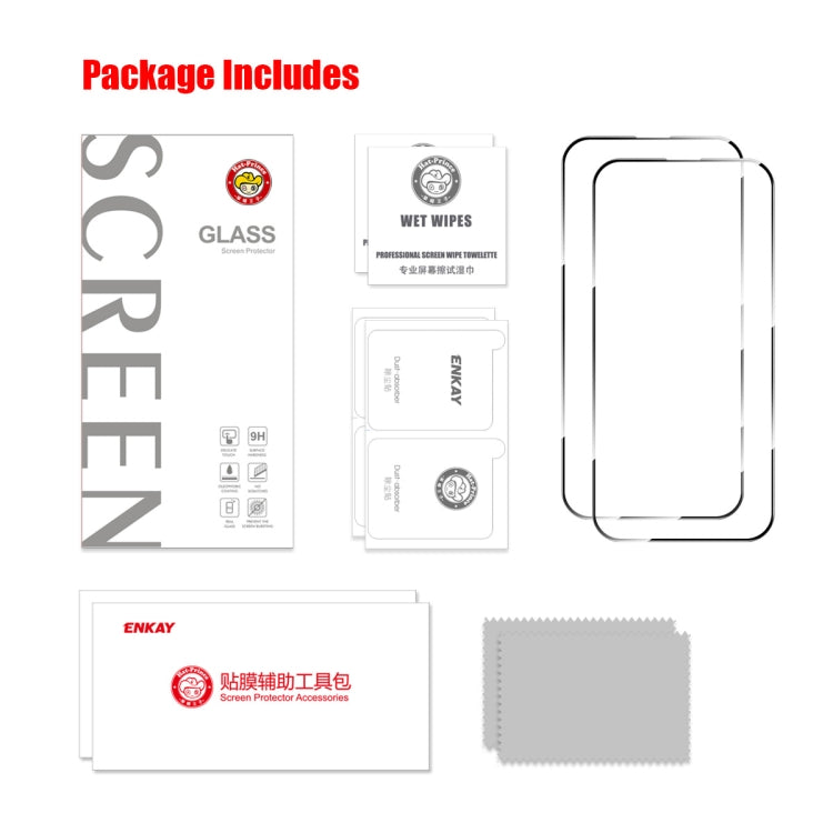 For iPhone 16 Pro Max 2pcs ENKAY Full Glue High Aluminum-silicon Tempered Glass Film - free shipping - PMC TechLife - Order now!