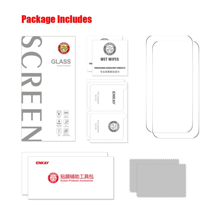 For iPhone 16 Pro Max 2pcs NKAY 0.26mm 9H 2.5D High Aluminum-silicon Tempered Glass Film - iPhone 16 Pro Max Tempered Glass by ENKAY | Online Shopping South Africa | PMC TechLife | Buy Now Pay Later Mobicred