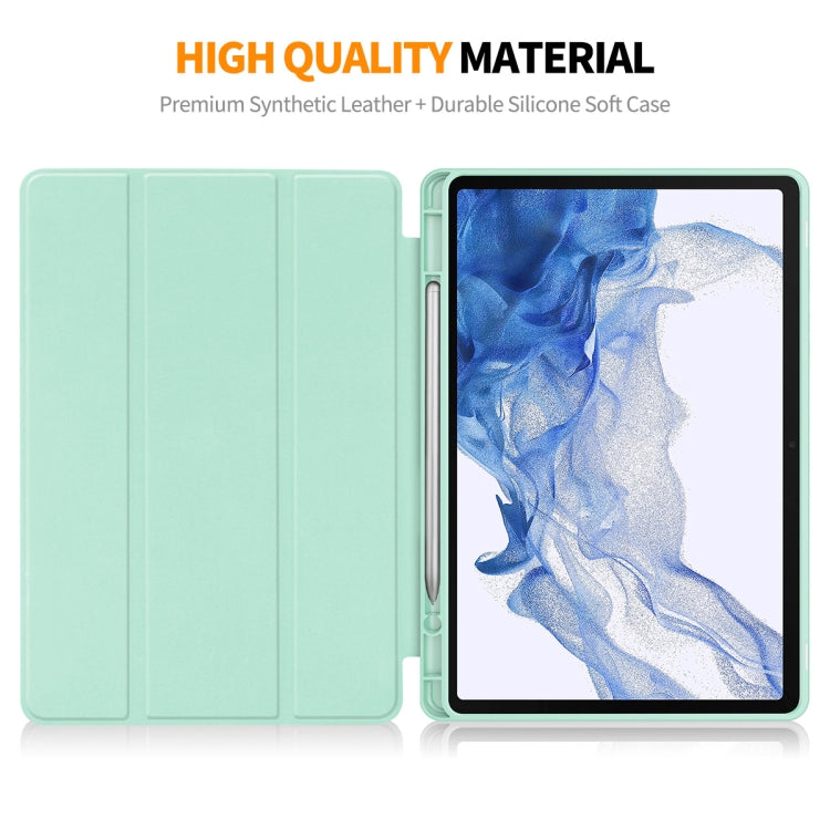 For Samsung Galaxy Tab S9 ENKAY Tri-fold Custer Leather TPU Bottom Smart Case with Pen Slot(Purple) - free shipping - PMC Jewellery - Order now!