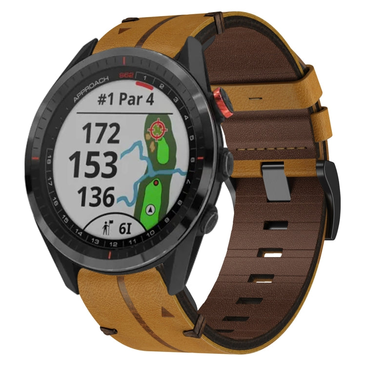 For Garmin Approach S62 Leather Textured 22mm Watch Band(Brown) - Watch Bands by PMC TechLife | Online Shopping South Africa | PMC TechLife | Buy Now Pay Later Mobicred