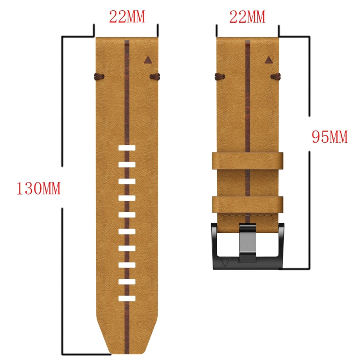 For Garmin Fenix 6 Sapphire GPS Leather Textured 22mm Watch Band(Brown) - Watch Bands by PMC TechLife | Online Shopping South Africa | PMC TechLife | Buy Now Pay Later Mobicred
