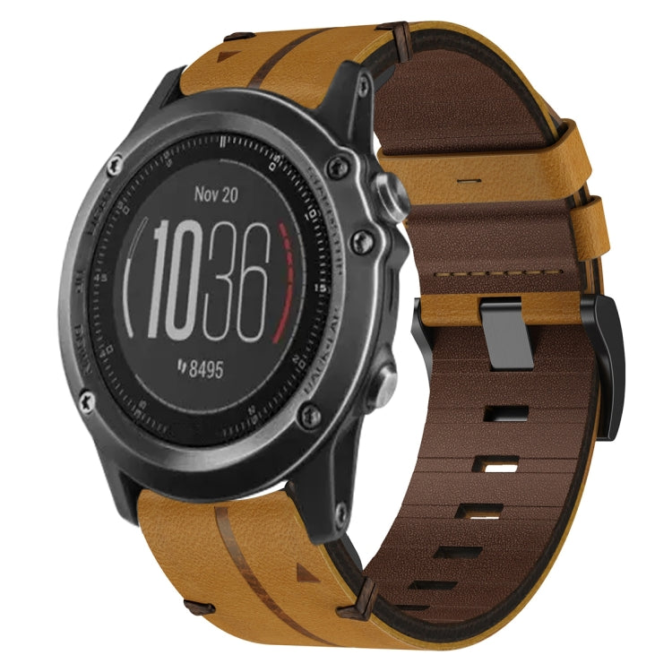 For Garmin Fenix 3 HR Leather Textured 26mm Watch Band(Brown) - Watch Bands by PMC TechLife | Online Shopping South Africa | PMC TechLife | Buy Now Pay Later Mobicred