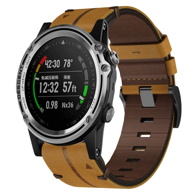 Compatible with Garmin Descent MK 1 26mm Leather Textured Watch Band(Brown) - Watch Bands by PMC TechLife | Online Shopping South Africa | PMC TechLife | Buy Now Pay Later Mobicred