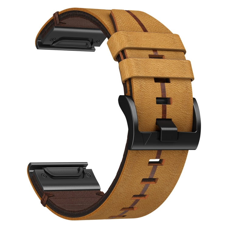 Compatible with Garmin Descent MK 1 26mm Leather Textured Watch Band(Brown) - Watch Bands by PMC TechLife | Online Shopping South Africa | PMC TechLife | Buy Now Pay Later Mobicred